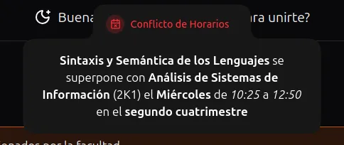 Conflicto de horarios