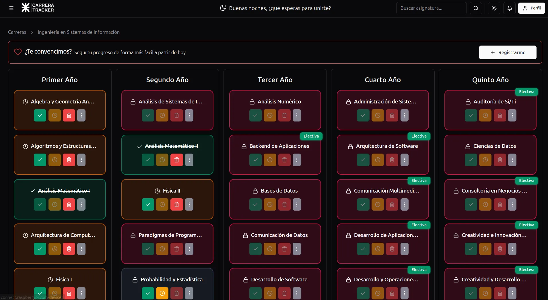 Home de Carrera Tracker